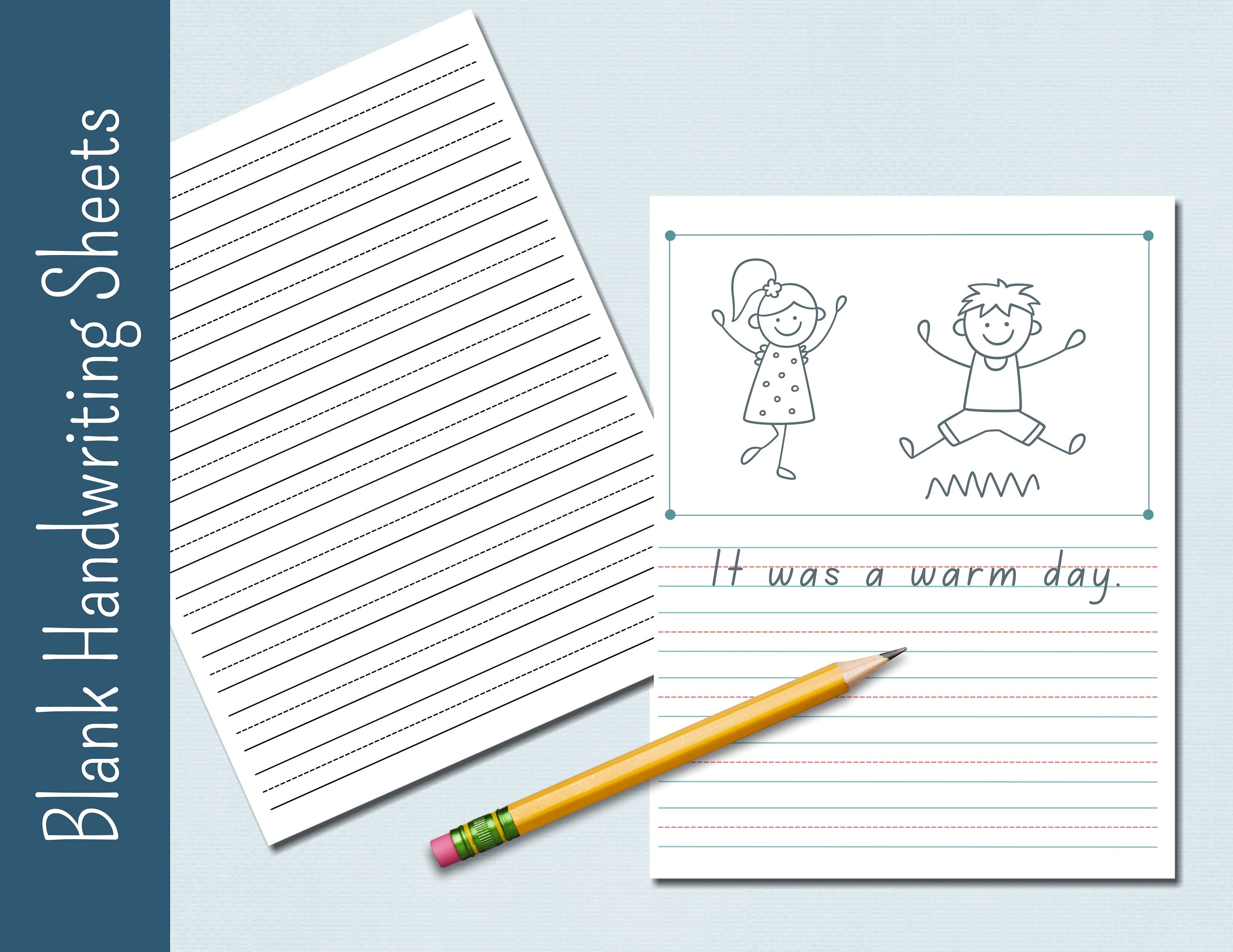 Blank Handwriting Pages Lined Paper Practice Writing Paper Etsy
