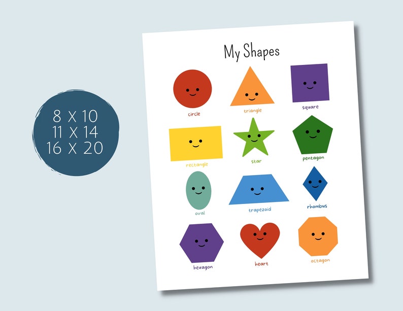 Printable Geometric Shapes | Educational Wall Art | Learning Shapes ...