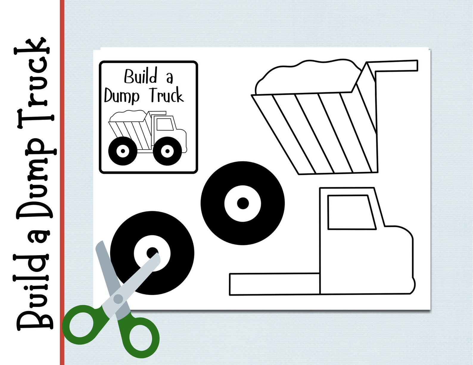 Build a Dump Truck | Digital Printable | Coloring Activity | Cut and ...