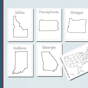 50 Staaten Ausmalbilder | USA Geographie | USA Ausmalbilder | 50er Jahre | Hausschule | Geographie | Bundesländer und Karte | Landkarte USA