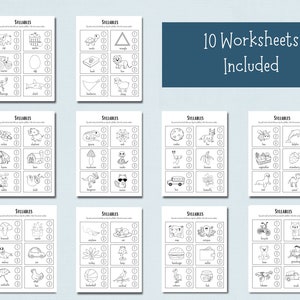 Arbetsblad med 10 stavelser | Utskrivbara arbetsblad | Arbetsblad | Fonetik | Hemundervisning | Dagis | Rim | Stavelser | Arbetsblad utan förberedelser bild 3