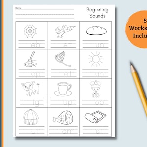 5 CVC Beginning Sound Worksheets | CVC Words | Printable | Phonics | CVC Words | Early Reading | Preschool | Kindergarten | Beginner Reading