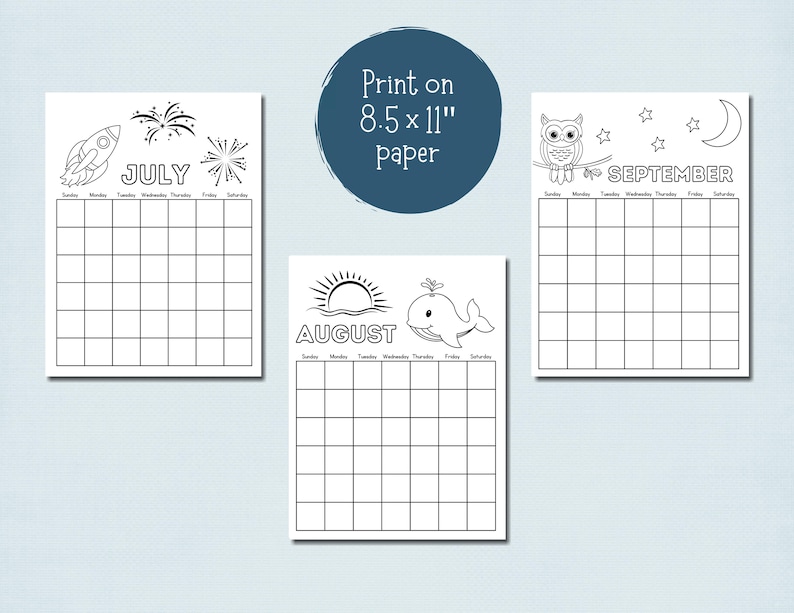Coloring Calendar | Perpetual Calendar | Calendar for Kids | Printable ...