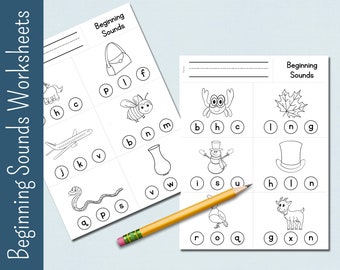 10 Beginning Sounds Worksheets | Worksheets | Phonics | Literacy | Letter Sounds | ABC | First Grade | Preschool | Kindergarten | Homeschool
