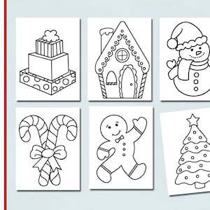 Kerstkleuring | Kleurplaten voor kinderen |  11 kerstkleurplaten | Vakantiekleuring | Sneeuwpop | Kerstman | Pinguïn| Zuurstokken |
