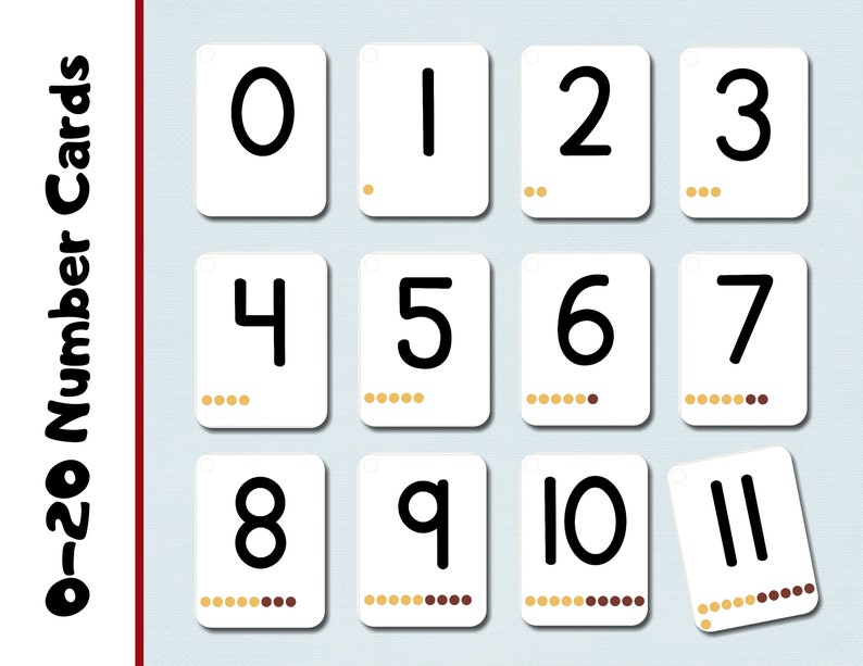 Number Cards 020 Abacus Flash Cards Count to 20 Flash Cards Numbers Homeschool Educational