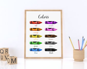 Color Poster | Educational Wall Art | Learning Colors | Color | Crayon Wall Art | Homeschool | Preschool | Kindergarten | Toy Room