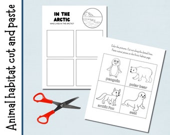 7 Animal Habitat cut and paste activities | Cut and Paste | Animal | Habitat | Science | Scissor skills | Activity | Preschool |Kindergarten