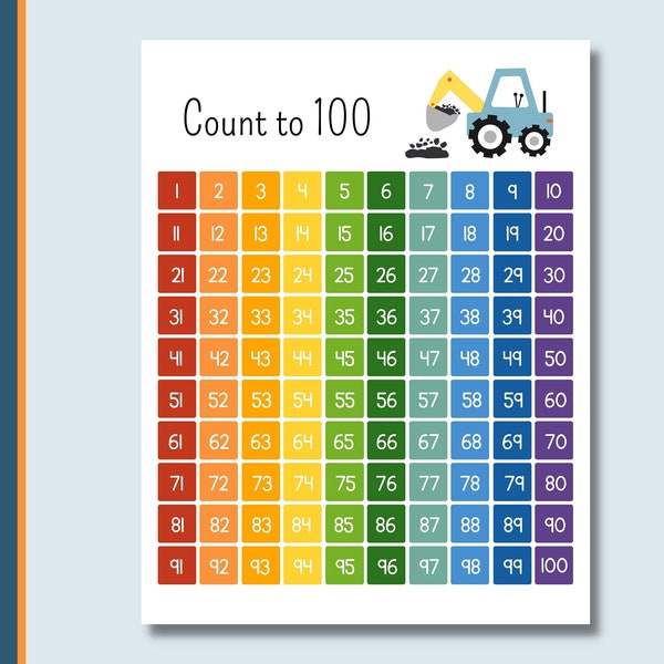 Hundred Number Chart | Earth Tones | Count to 100 |  Number Chart | Rainbow Chart | Counting Chart | Wall Art | Homeschool | Educational |