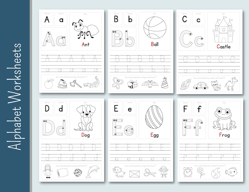 Alphabet Worksheets Printable Worksheets Coloring Pages - Etsy