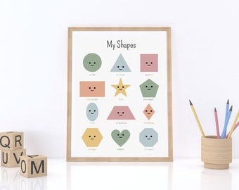 Printable Geometric Shapes | Educational Wall Art | Learning Shapes | Shapes | Shape Poster | Homeschool | Preschool | Kindergarten |