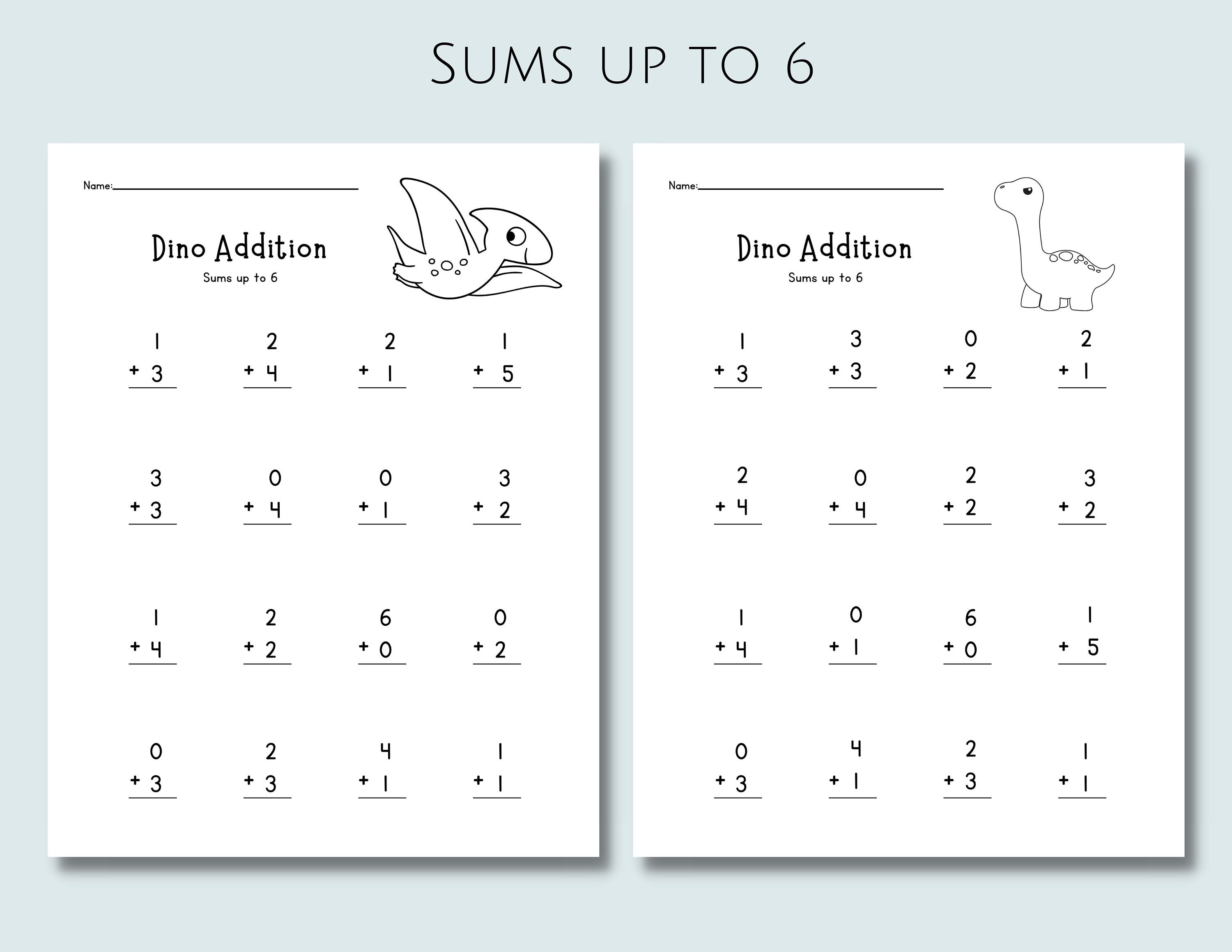 12 Dino Addition Worksheets Math Worksheets 12 Pages Sums Under 12 Dino Addition Worksheets Math Worksheets 12 Pages Sums Under