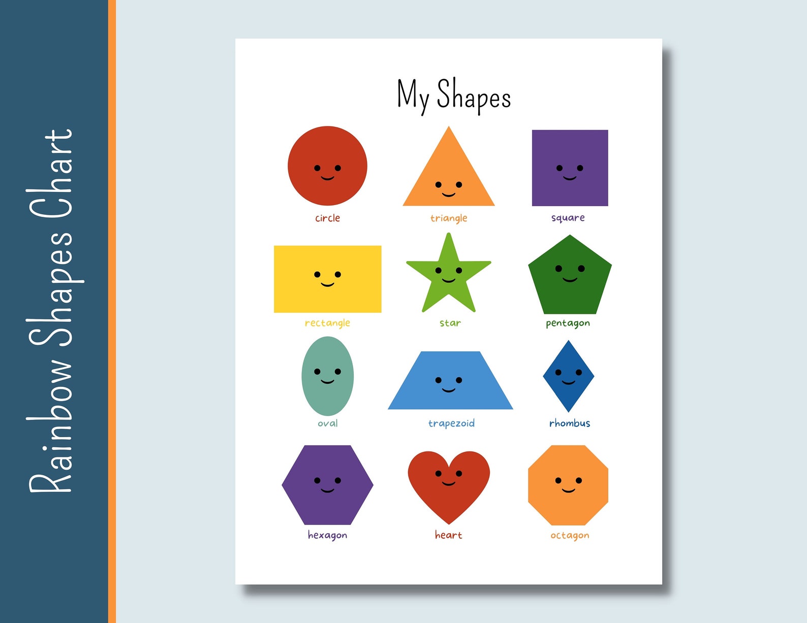 Printable Geometric Shapes Educational Wall Art Learning Shapes Shapes
