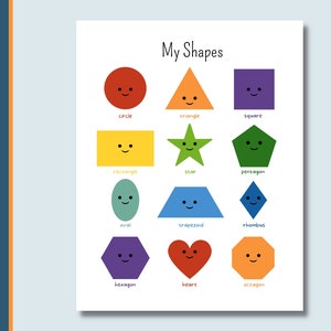 Druckbare Geometrische Formen | Edukative Wandkunst | Formen lernen | Formen | Poster | Hausschule | Vorschule | Kindergarten |