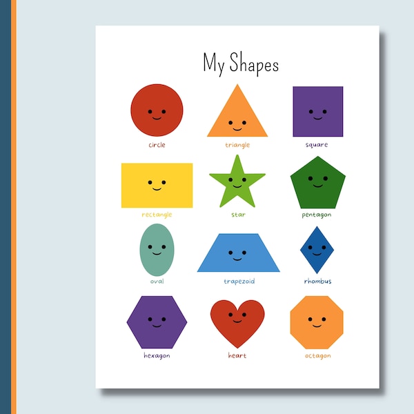 Printable Geometric Shapes | Educational Wall Art | Learning Shapes | Shapes | Shape Poster | Homeschool | Preschool | Kindergarten |