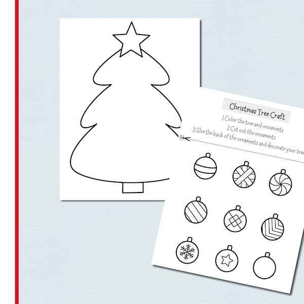 Christmas Tree  Ornament Craft  | Cut and Paste | Christmas Craft | Activity | Coloring Activity | Christmas Holiday