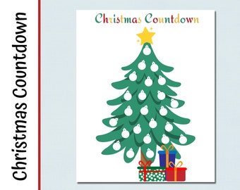 Christmas Countdown Chart | Countdown to Christmas |  Christmas Tree |  Coloring Page | Digital Download | Christmas Printable