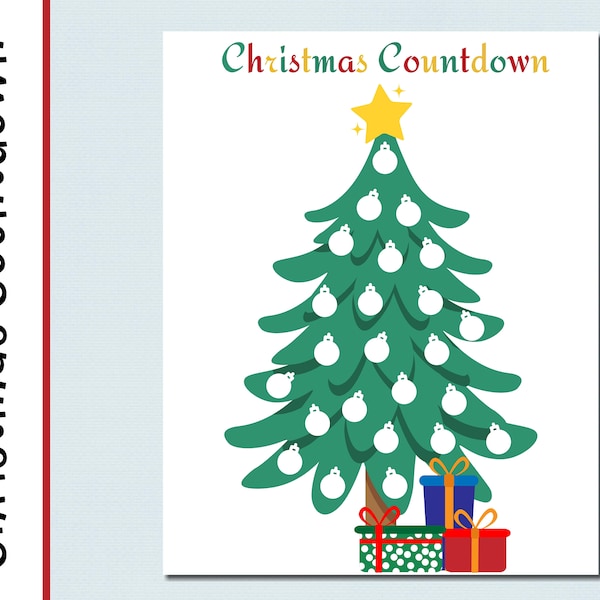 Weihnachts-Countdown-Chart | Countdown bis Weihnachten | Tannenbaum | Malvorlage | Digitaler Download | Weihnachten zum Ausdrucken