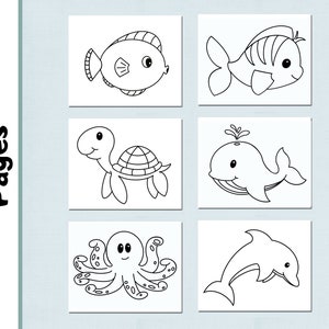 Sea Animals | Coloring Pages | Kids Coloring Pages | Sea Creatures Coloring Pages | Whale | Octopus | Turtle