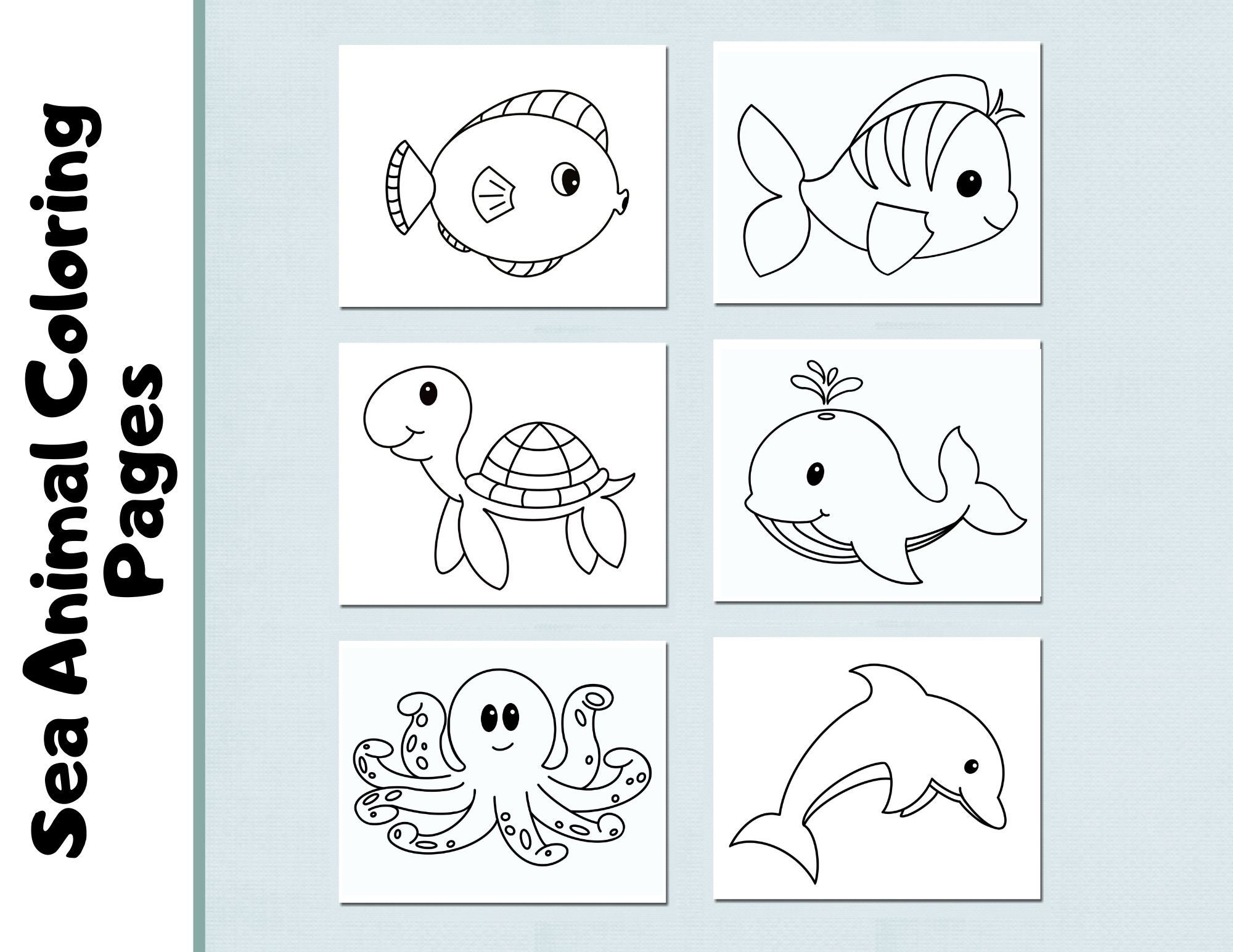 Sea Animals Coloring - Etsy Sea Animals Coloring - Etsy