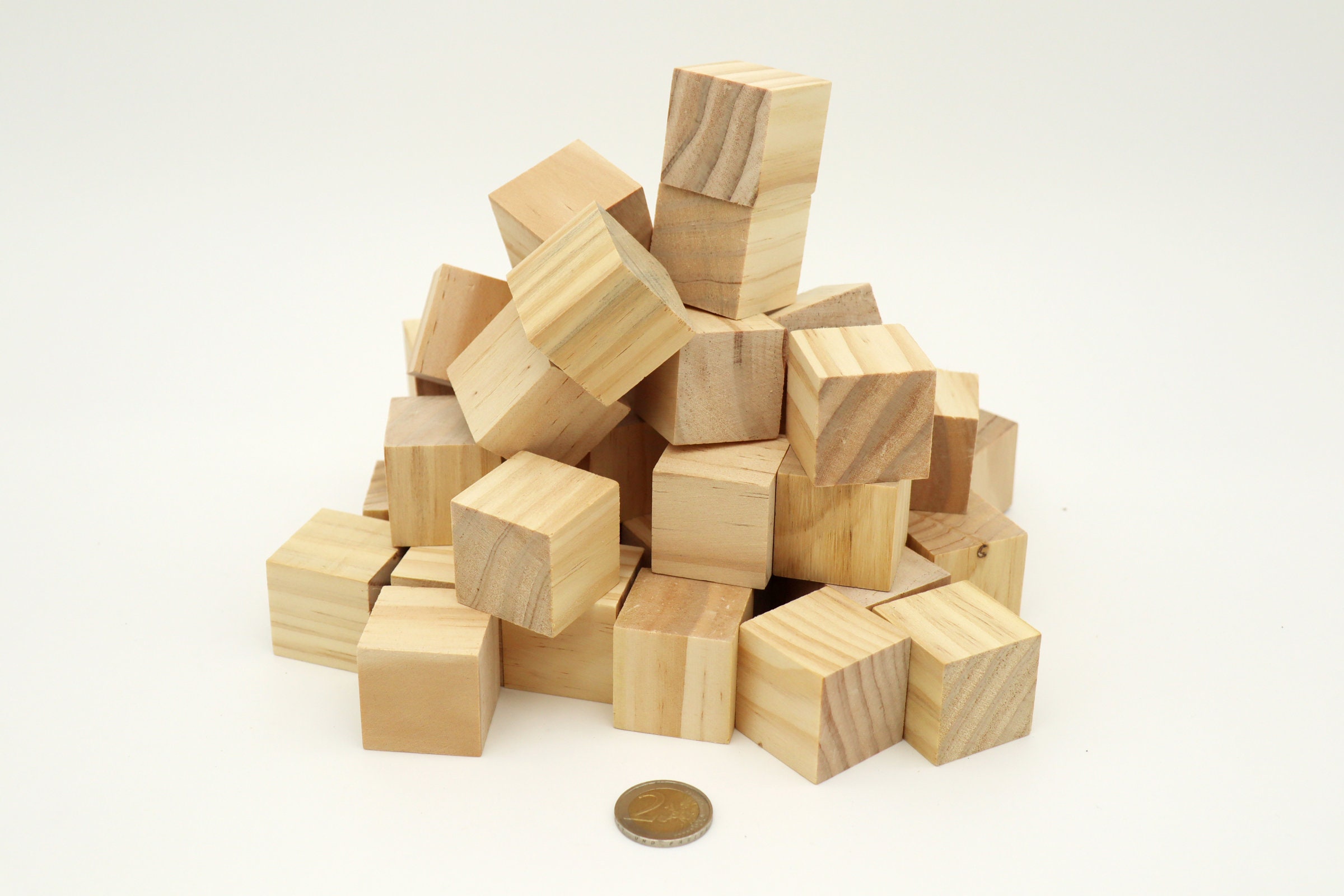10 Wood Cubes 15mm Wooden Craft Blocks Unfinished Natural 