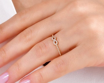 Elegant Diamond Ring / Diamond Infinity Ring / 14K Diamond Infinity Ring / Infinity Symbol Diamond Ring / Minimalist Diamond Infınıty Ring