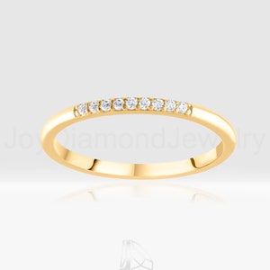 18K Solid Gold Diamond Ring, Thin Engagement Ring, Minimalist Stacking Ring, Half Eternity Ring, Minimal Ring, Dainty Diamond Ring