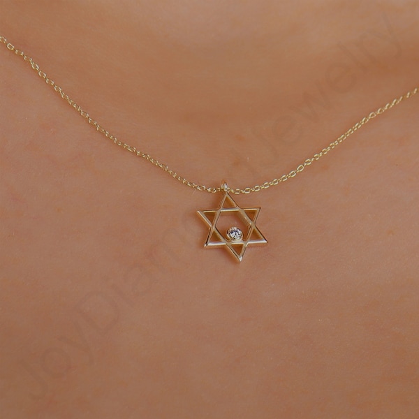 Mini Star of David Necklace, 18K Jewish Star Necklace, Diamond Jewish Necklace, Dainty Star of David Necklace, Jewish Star for Women