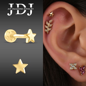 Brincos mini piercing em forma de estrela 18k, brincos delicados em forma de estrela, brincos minimalistas em forma de estrela, brincos em forma de tragus, brincos em forma de estrela para cartilagem