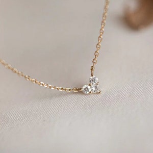 Diamond Necklace / Heart Necklace / Diamond Heart Necklace / 14K Solid Gold Diamond Heart Necklace / Floating Diamond Heart Necklace