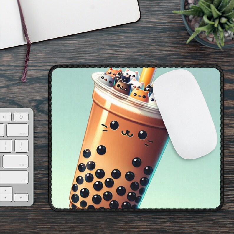 Bubble Tea Cat Gaming Mouse Pad Cute Everyday Mouse Pad Girl Gamer