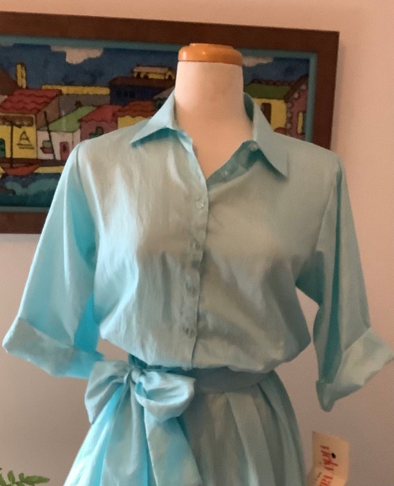 1980s Light Teal Dress (Deadstock) - image 2