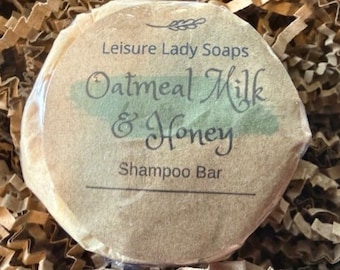 Oatmeal Milk & Honey Shampoo Bar | Handmade Shampoo Bar | Moisturizing Hair Bar | Wisconsin Handmade Hair Care | Leisure Lady Soaps