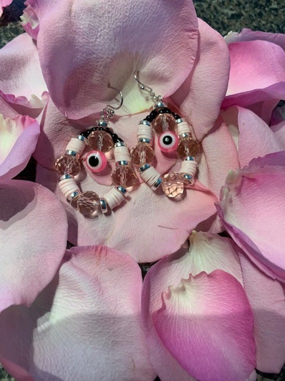 Pink Evil Eye Earrings - Etsy 