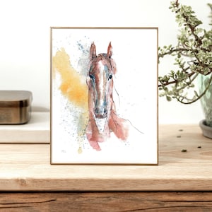 Aquarel paard Art Print portret | Oorspronkelijk met de hand geschilderd | Paardenillustratie | Kleurrijke hengsttekening