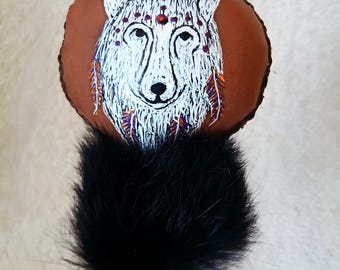 Hochet chamanique loup
