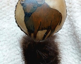 Hochet chamanique bison