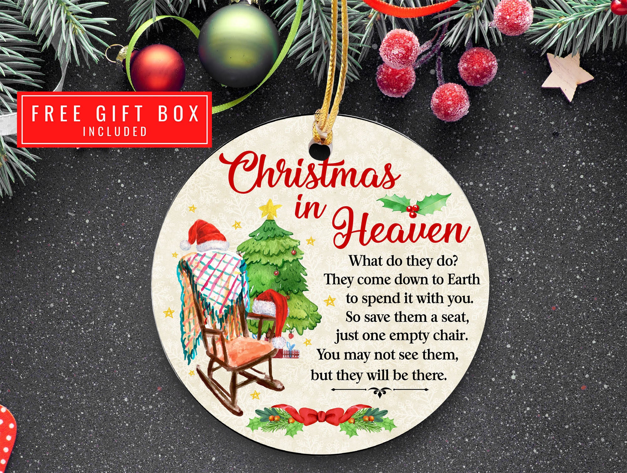 Merry Christmas Chair Ornament, Heaven Handmade Ornament