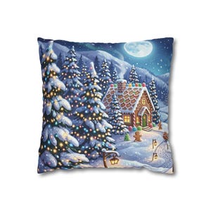 Winter Gingerbread vierkante kussensloop van gesponnen polyester