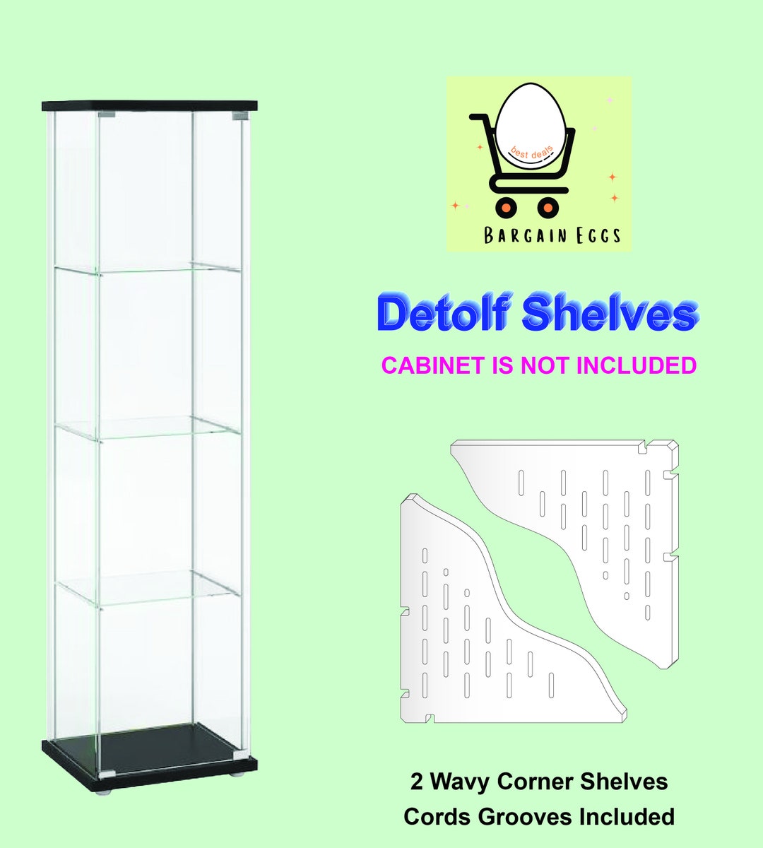 Detolf Wavy Acrylic Shelves for IKEA Greenhouse 1/4 or Etsy