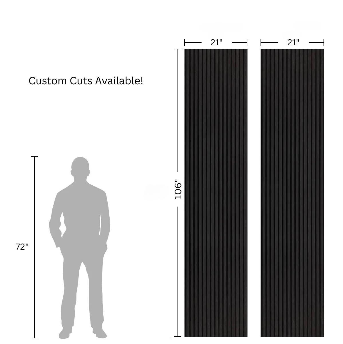 Acoustic MDF Slat Wall Panel – 21" x 106" Black Oak | Indoor Soundproof Interior Design | Modern Wood Slat Wall Decor