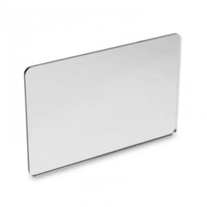 May include: A clear, rectangular acrylic sheet with rounded corners. The transparent material reflects light, creating a bright, clean appearance. The edges are smooth and polished, giving it a modern look. This versatile sheet can be used for various crafting and display purposes.