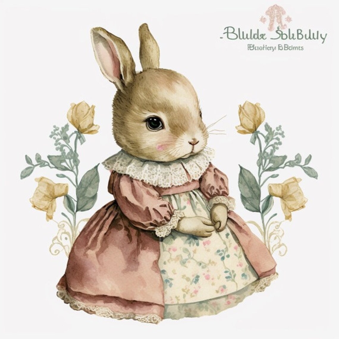 Tudor Rabbits Tudor Bunny Rabbit Clipart 8 High Quality JPG Watercolor Digital ...