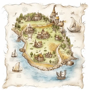 Antique Treasure Map Clipart 4 300 DPI PNG Fond Transparent Téléchargement instantané Carterie Mix Media Utilisation commerciale - 411