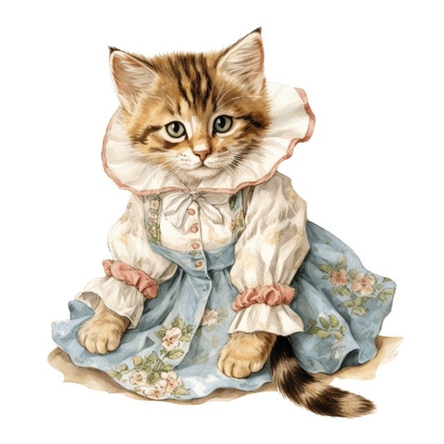 Kitty Cat Kitten Watercolor Clip Art 4 PNG Junk Journal - Etsy