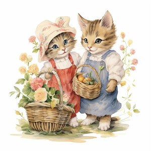 Gatitos del Día de San Valentín Clip Art Gráficos de sublimación 4 archivos JPG Mix Media Paper Craft Scrap Booking Junk Journal Collage Ilustración - 760