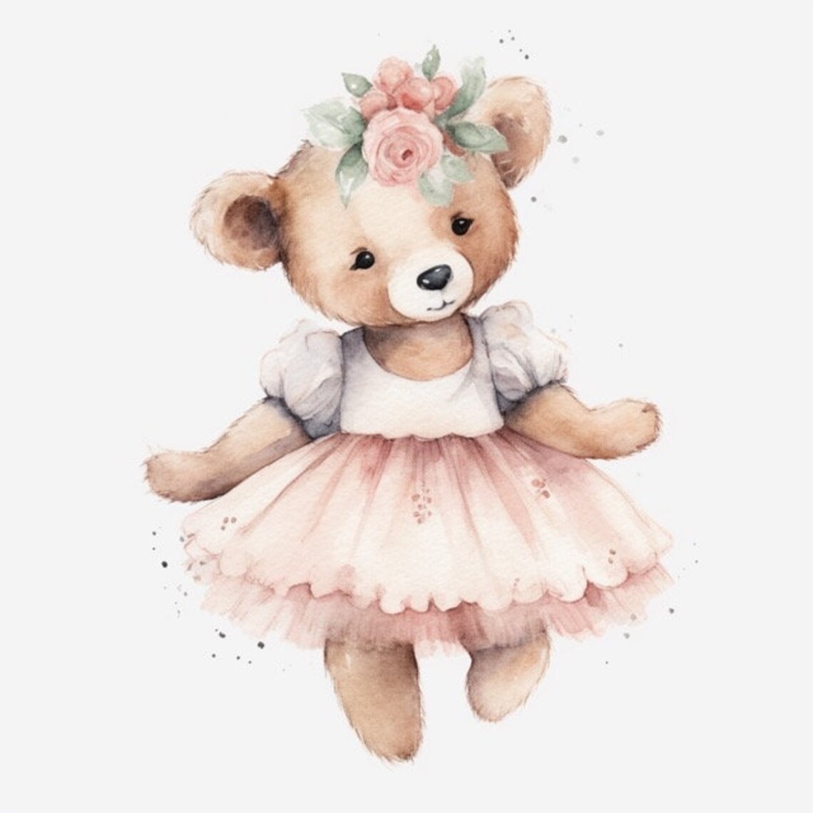 Ballerina Teddy Bear 8 High Quality JPG Watercolor Digital Download ...