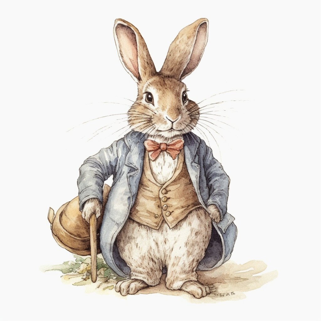Bunny Rabbit Alice in Wonderland Clipart 8 High Quality JPG Watercolor ...