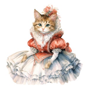 Royal Kitty Cat Kitten Couple Watercolor Clip Art 4 High Quality PNG