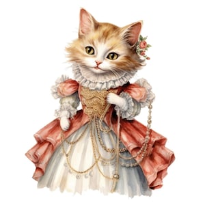 Royal Kitty chat chaton Couple aquarelle Clip art 4 haute qualité PNG Transparent Mix Media carte fabrication numérique papier Craft Collage - 438
